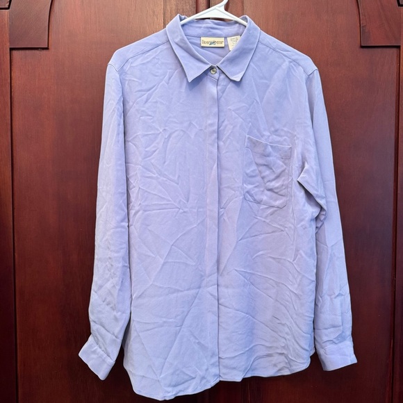 Travel Smith Women's 100% Silk Blouse Sky Blue Size Large - Picture 1 of 6